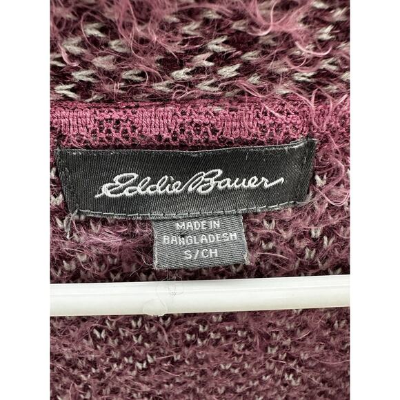 Eddie Bauer Womens Cardigan Small Purple Long Sleeve Open Front Fuzzy Sweater - Picture 5 of 12